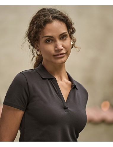 TEE-1409-Womens Luxury Stretch V-Neck Polo